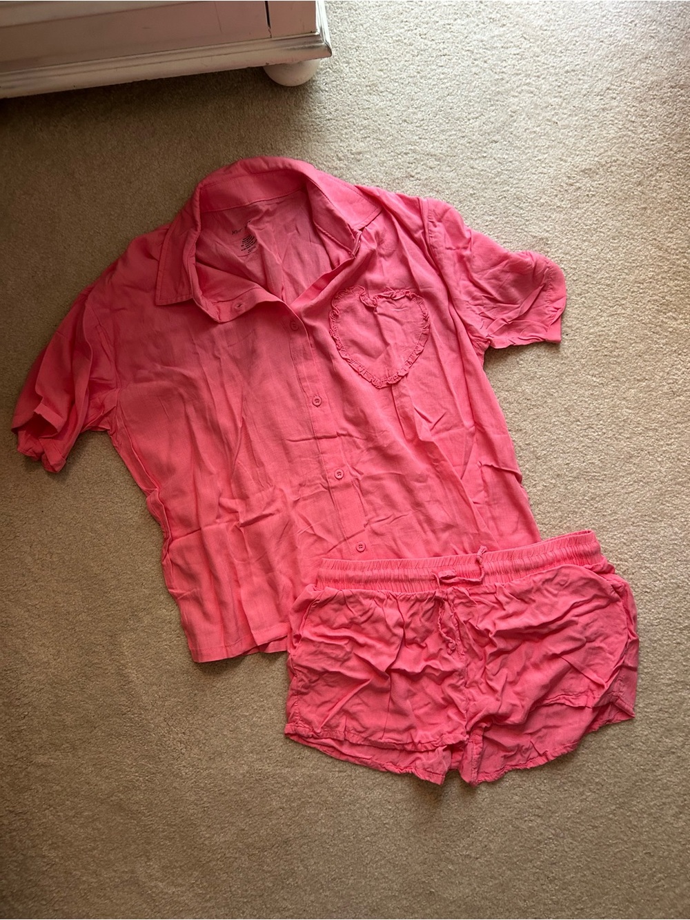 Betsey Johnson Coral Pink Short Sleeve Pajama Set
